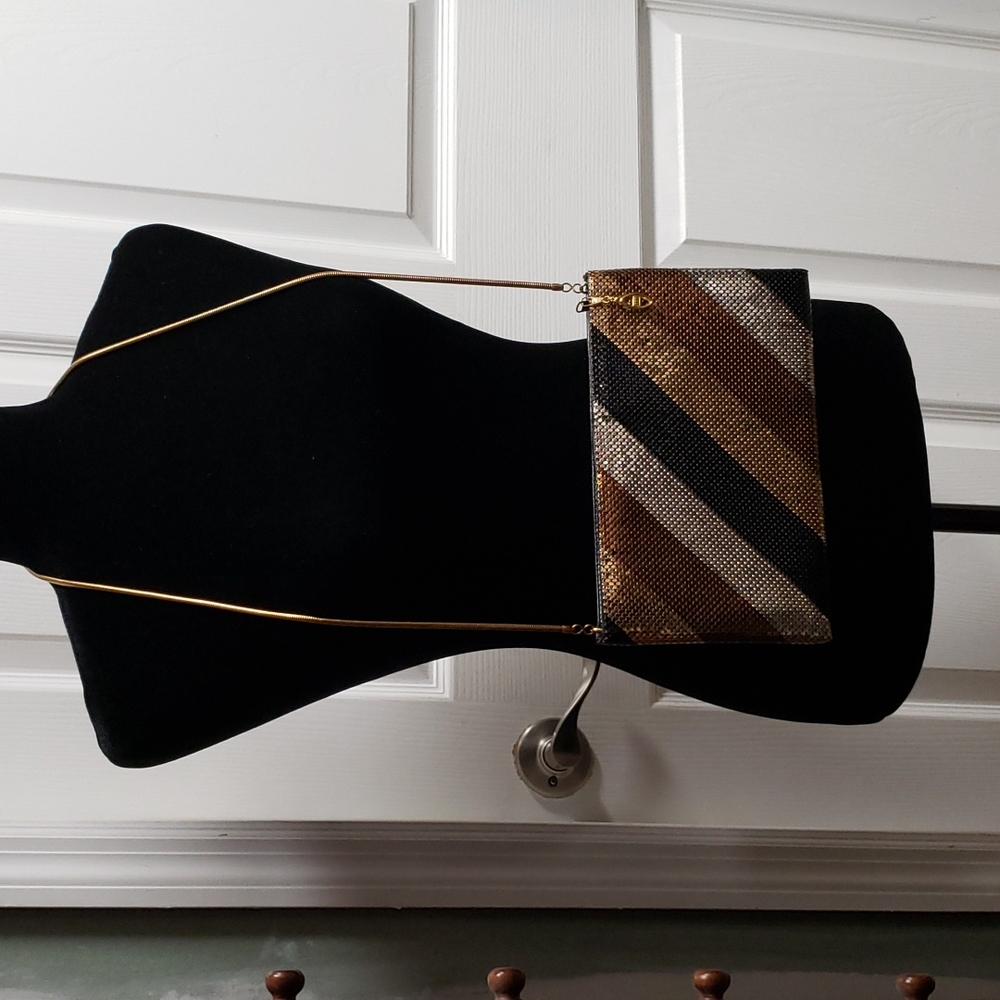 Vintage Metal Mesh Gold Copper Silver Black evening shoulder bag purse